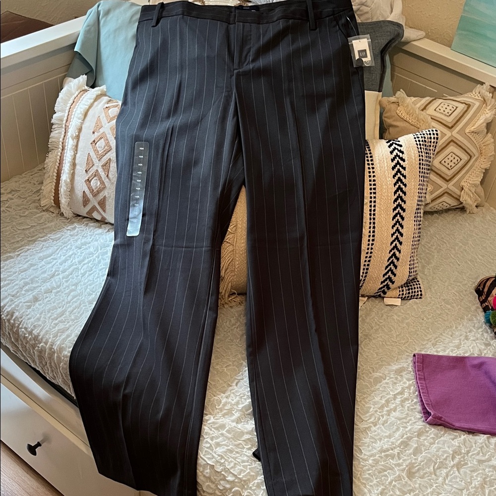 GAP Women Charcoal Pinstripe Dress Pants